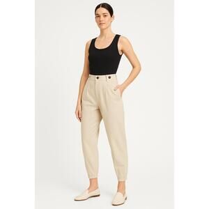Everlane Pants Womens 00 Tan Highwaisted Ankle Length‎ Side Pockets